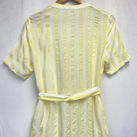 JACQUELINE DE YONG Split Crew Button-Up Belted Tiered Shirt Dress Women Size 38 - Picture 13 of 14